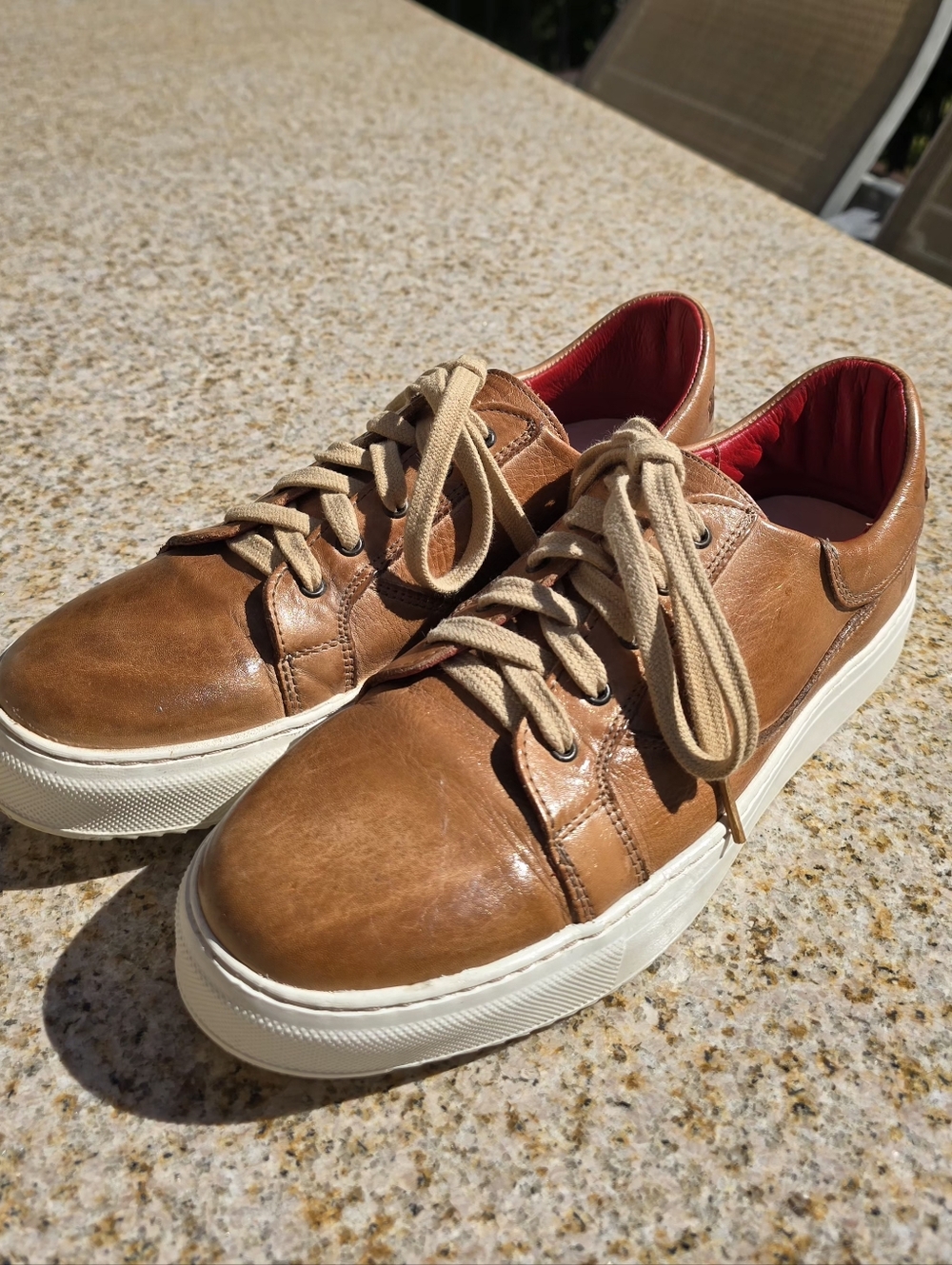 BED|STU Women's AZELI Tan Leather Sneakers with Red Lining - ONLY WORN ONCE - Picture 10 of 10